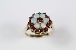 9ct Yellow Gold, Garnet and Opal Ring