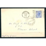 1950 cover Stratford to Pitcairn Island bearing 1950 4d light ultramarine,