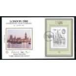 1980 London 1980 Miniature Sheet Benham Silk FDC signed by Edward Heath. Unaddressed, fine.