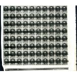 Telegraphs: 1900 12c black (Amadeo 1) part sheet of 80 imperforate with black bars cancellation.