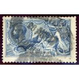 1915 De La Rue 10/- deep blue used, fine.