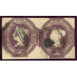 1847-54 6d purple (wmk upright) used pair, 4 margins except top left. With Knopke 2006 Cert.