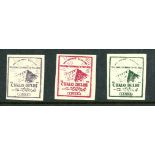 Indian National Army 1p violet, 1p maroon & 1a green imperforate set of 3 unused (as issued), fine.