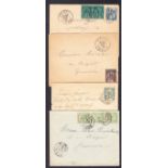 1895-1905 French Indo China covers Peace & Commerce 5c, 15c, 25c.