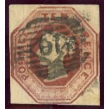 1847-54 10d used, 4 margins, fine.