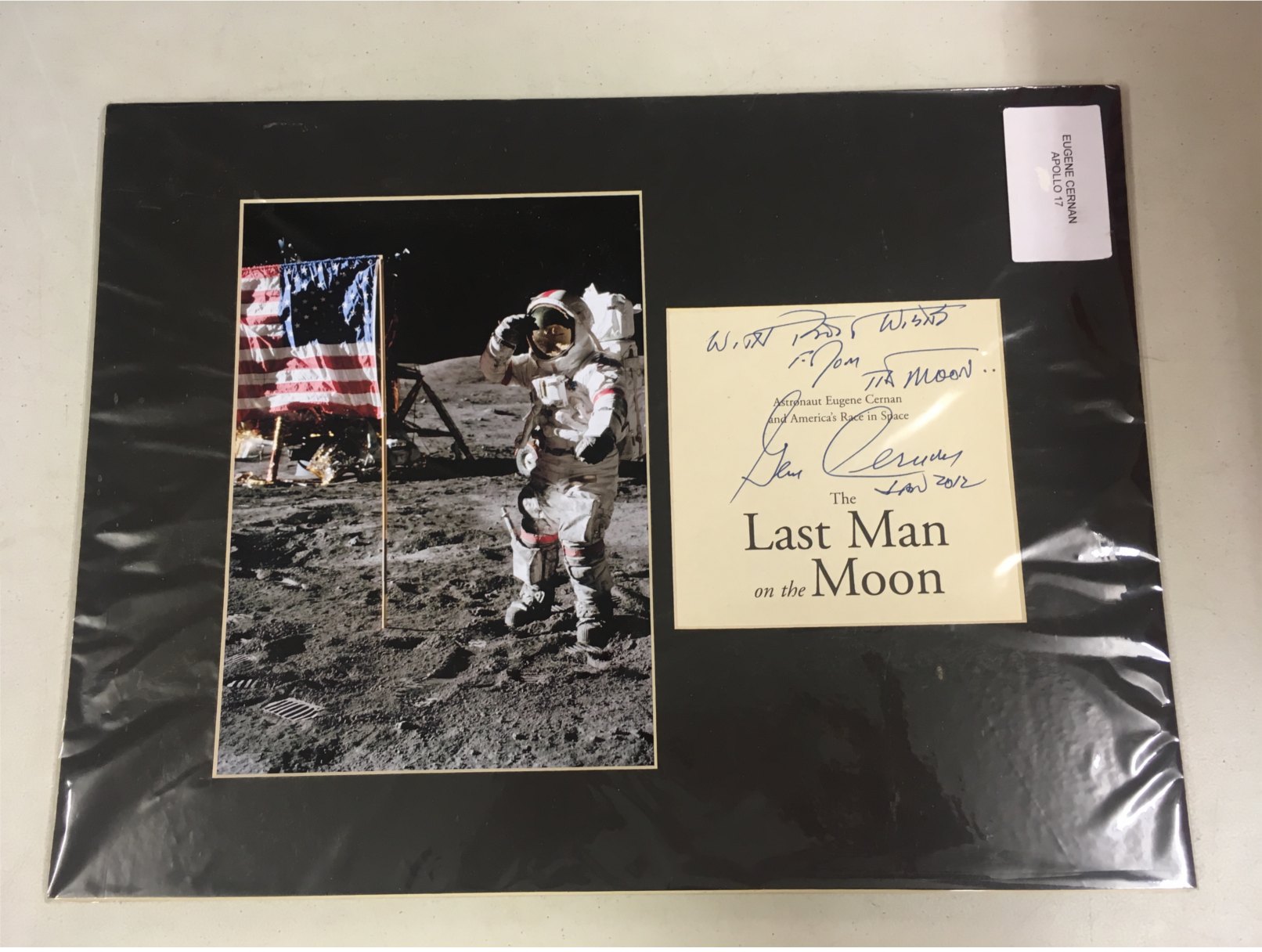 Space: Eugene Cernan autographed on printed sheet "Astronaut Eugene Cernan and America's Race in