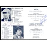 Football: Jack Charlton & Gordon Banks autographed on 1996 Sporting Dinner brochure featuring them.