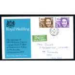 1973 Royal Wedding Post Office FDC with Buckingham Palace CDS. Neat handwritten address, fine.