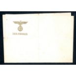 Third Reich: Der Fuhrer original gold embossed notepaper with eagle & swastika