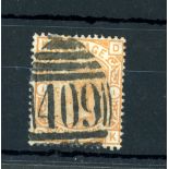 1873-80 8d orange cancelled with Jersey 409 numeral, fine.