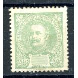1895 King Carlos stamp in green with Black (value) omitted Mint.