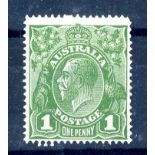 1924 1d sage-green with "RA" joined var Mint.