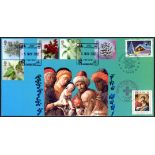 2002 Anniversaries The View London SE2 (Payne) Official FDC doubled with French Christmas & Red