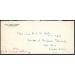 Field Marshal Bernard Montgomery: Envelope addressed to the Director of Manpower Planning, War