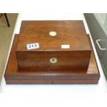 VICTORIAN ROSEWOOD BOX WITH A MAHOGANY CUTLERY BOX