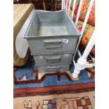 3 PHILLIPS GALVANISED CONTAINERS WITH 3 METAL TRAYS