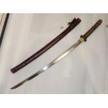 JAPANESE WW11 SAMURAI SWORD WITH SHAGREEN AND LEATHER HANDLE BUBA BLADE LENGTH 74 CMS