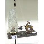 FRENCH ART DECO FAWN LAMP ON MARBLE BASE