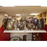 COLLECTION OF OF SILVER PLATED ITEMS INCLUDING TEA POTS