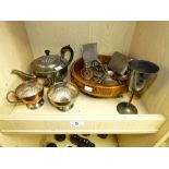 MIXED ITEMS INCLUDING 3 PIECE PLATED TEA SET