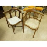 2 EDWARDIAN INLAID CORNER CHAIRS