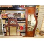 LATE VICTORIAN CARVED OVERMANTEL MIRROR AND EDWARDIAN MIRRORED SIDEBOARD MIRROR