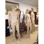 TWO FULL SIZE MALE SHOP MANNEQUINS 175CM TALL