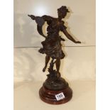 20TH CENTURY SPELTER FIGURE PLAYING TENNIS 42 CMS