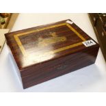 A VICTORIAN SIMULATED ROSEWOOD WRITING SLOPE WITH GILT DETAILING 26CM WIDE