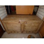 ANTIQUE PINE MULE CHEST WITH 2 DRAWERS 136 CMS