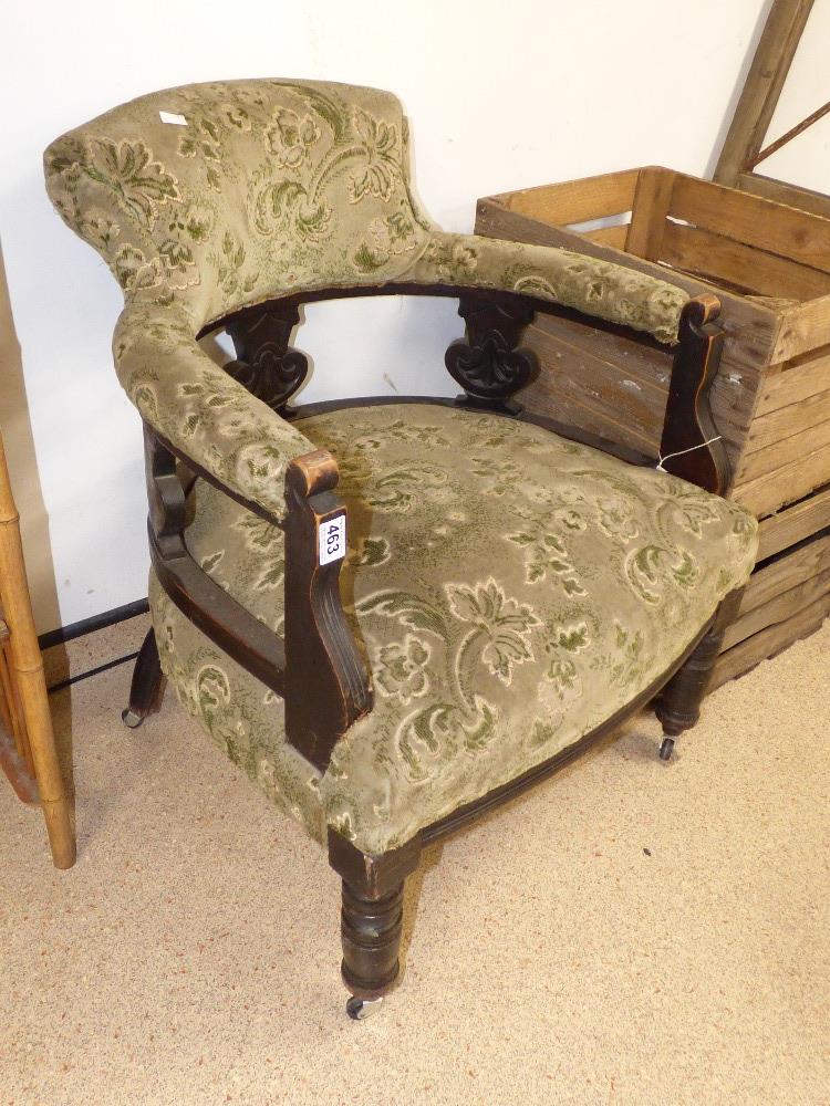 LATE VICTORIAN UPHOLSTERED TUB CHAIR - Image 2 of 4