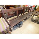 EARLY 20TH CENTURY STAINED PINE WAITING ROOM/SCHOOL BENCH 240 CMS
