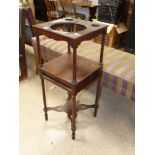 19TH CENTURY MAHOGANY 2 TIER WASH STAND ON TURNED SUPPORTS