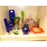 COLLECTION OF COLOURED GLASS ITEMS