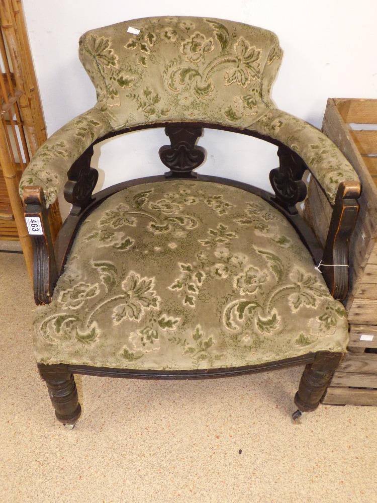 LATE VICTORIAN UPHOLSTERED TUB CHAIR - Image 3 of 4