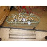 WIRE WORK PLANTER AND STEEL TOWEL RACK AND TWO OTHERS