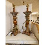 PAIR OF REPRODUCTION GILT WOOD CANDLESTICKS 43 CMS