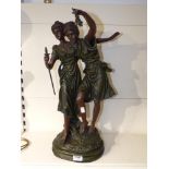 BRONZED FIGURES IN RESIN OF TWO LADIES 58 CMS