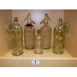 2 VINTAGE SCHWEPPES SODA SYPHONS WITH OTHER BOTTLES