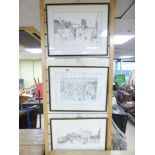 3 FRAMED PRINTS OF MARKET SCENES (50X38)