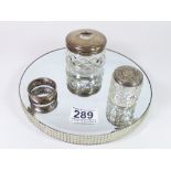 SILVER TOP HAIR TIDY SILVER TOP JAR AND SILVER NAPKIN RING