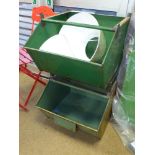 TWO GREEN PAINTED IRON STORAGE TROUGHS