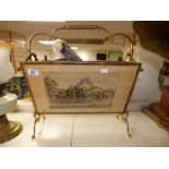 VINTAGE BRASS MAGAZINE RACK WITH SCENE PANELS