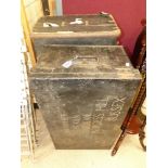 VINTAGE TIN TRUNK AND METAL BOUND CANVAS TRUNK