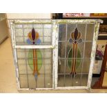 VINTAGE COLOURED LEADED LIGHT WINDOW