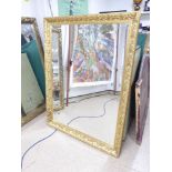 LARGE GILT FRAMED BEVELLED FRAMED WALL MIRROR 90 X 124 CMS