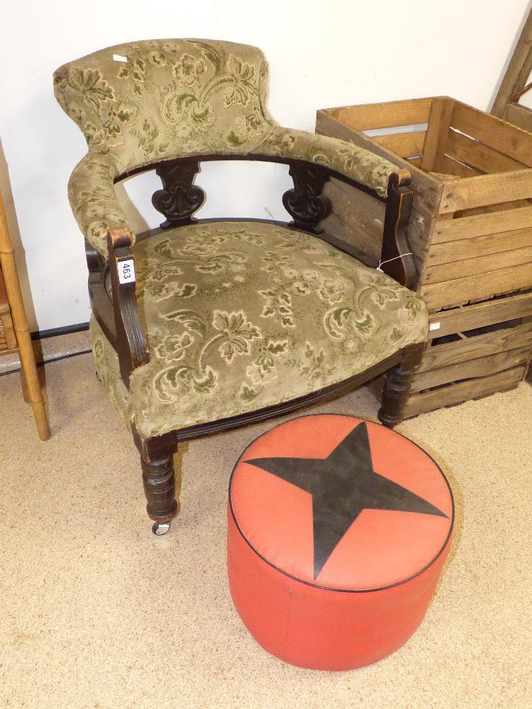 LATE VICTORIAN UPHOLSTERED TUB CHAIR