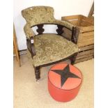 LATE VICTORIAN UPHOLSTERED TUB CHAIR