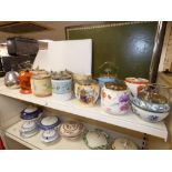 14 DECORATIVE BISCUIT BARRELS INCLUDING CROWN DEVON FIELDING, ADAMS AND CROWN DUCAL