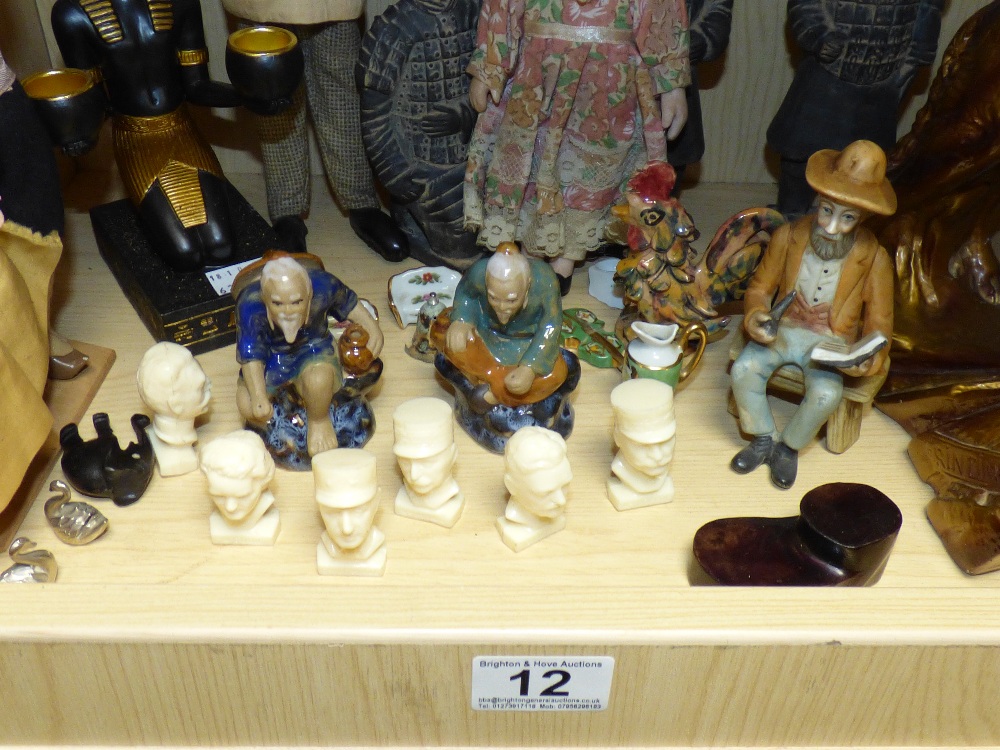 A PLASTER ALSATION FIGURE AND A SELECTION OF FIGURES AND MINIATURE BUSTS - Image 3 of 4